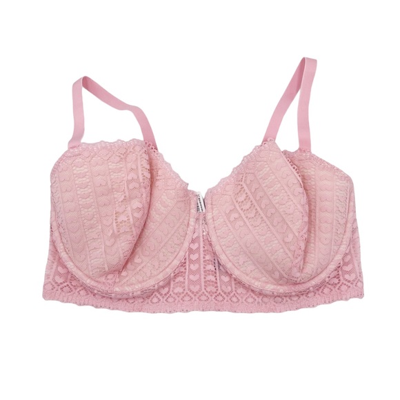 Adore Me Nymphadora Contour Bra Coral Blush Pink Heart Lace Size 38DDD - Picture 2 of 7